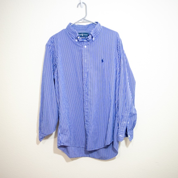 Ralph Lauren Blue and White Custom Fit Button Down - Picture 2 of 4